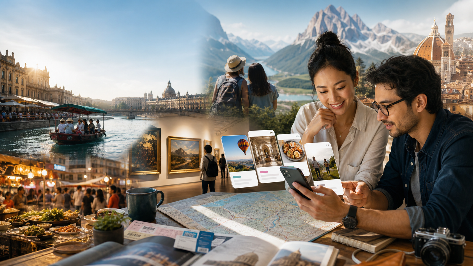 Travelers comparing memorable tours and activities on a modern trip-planning interface