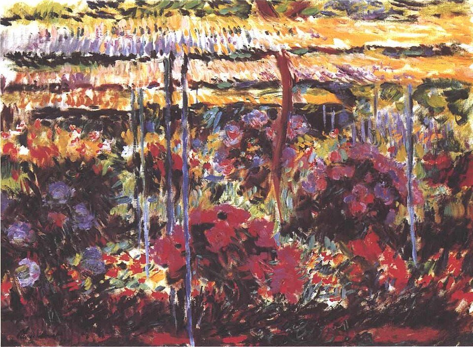 Claude Monet's public-domain painting of his flower garden at Giverny